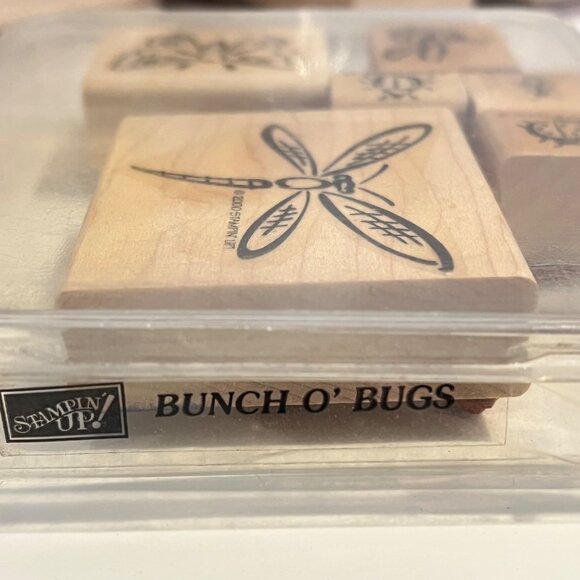 Stampin Up! Bunch O Bugs Rubber Stamp Set Of 5 Wood-Mounted Insects - Picture 3 of 3